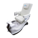 White pedicure chair with a visible brand logo on a white background