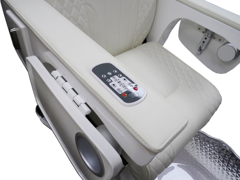 Massage chair with control panel on a white background