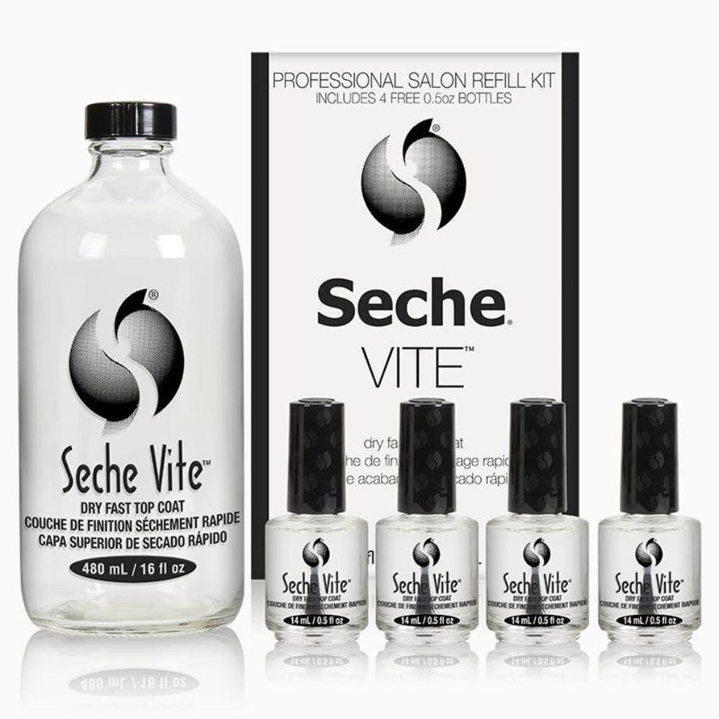 Seche Vite Top Coat 16oz + 0.5oz Refill Kit